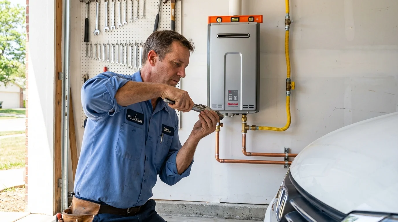 Tankless water heater installation by a Johns Plumbing LLC plumber in Granbury